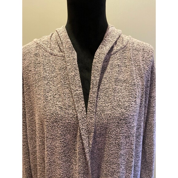 Hooded Cardigan Sweater Size ? 2X Gray Pink Open Front + Stretch Pockets - Picture 3 of 12